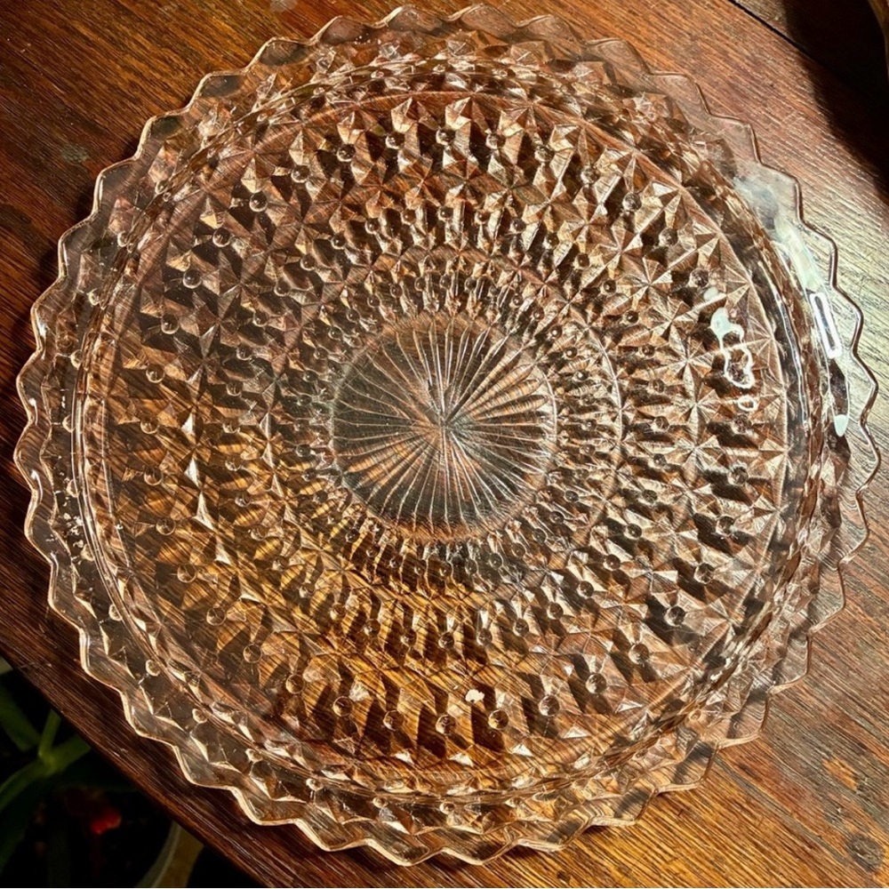 Jeannette Pink Depression Glass Chop Plate Vanity Tray - Picture 2 of 5